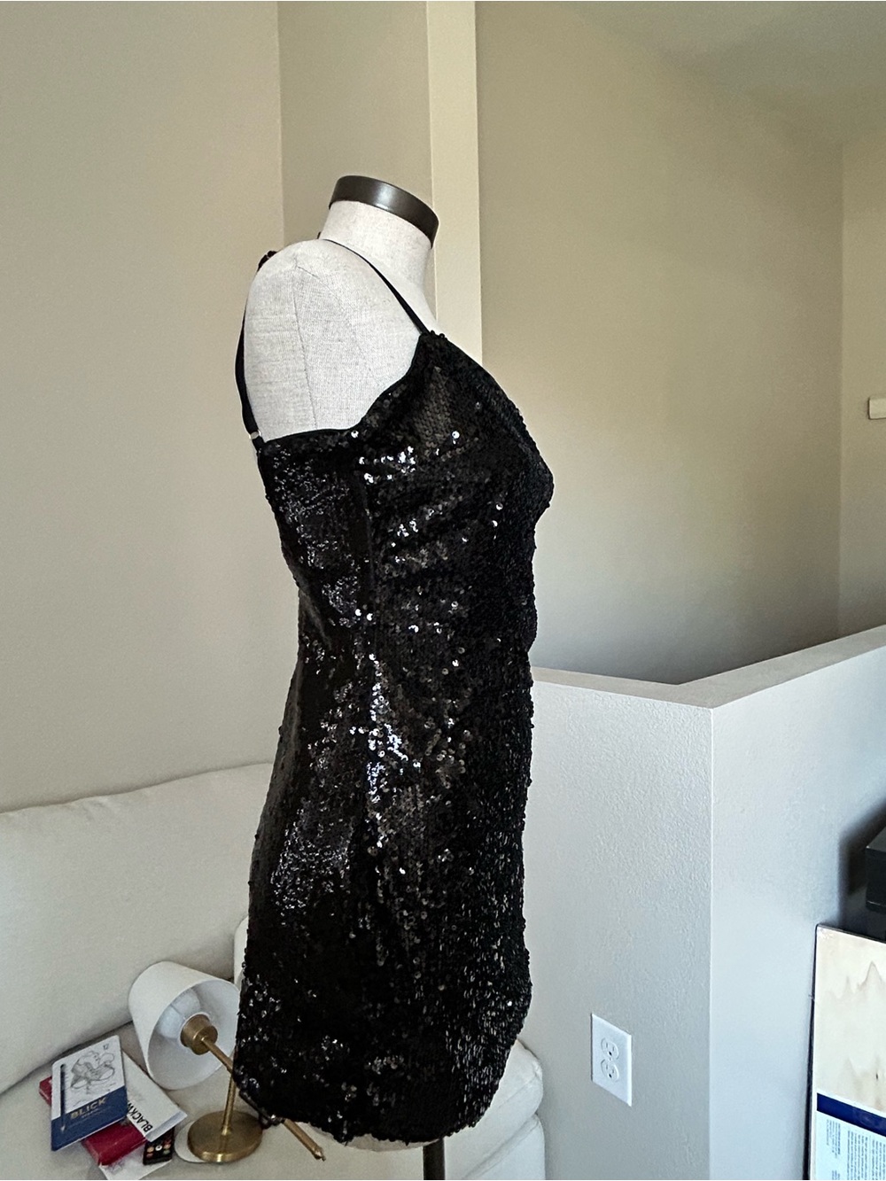 Princess Polly Black Sequin Mini Dress with Spaghetti Straps - Picture 4 of 10